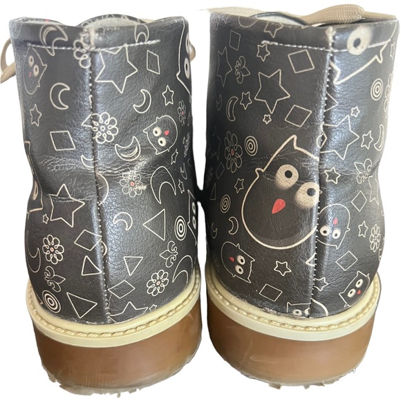 DoGo Shoes size 41 funky womens lace up boots with rubber soles and owl motif - Picture 5 of 7